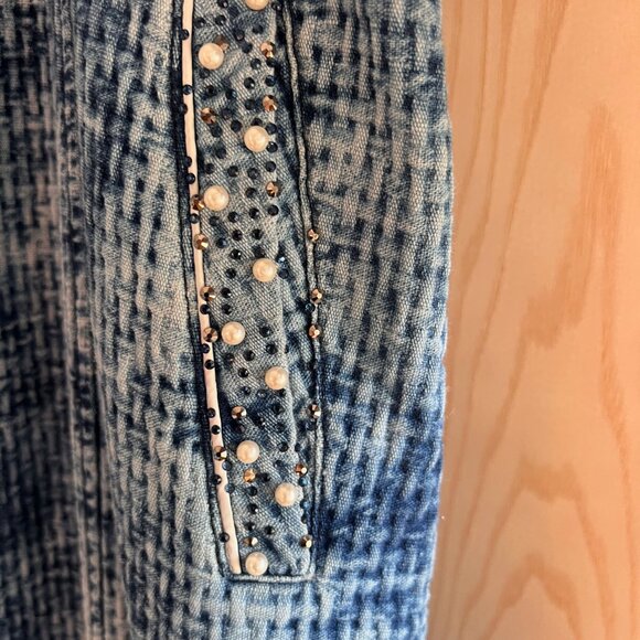NWT M’ De Pompadour Oversized Denim Jacket with Pearls Plus Size - Picture 11 of 13